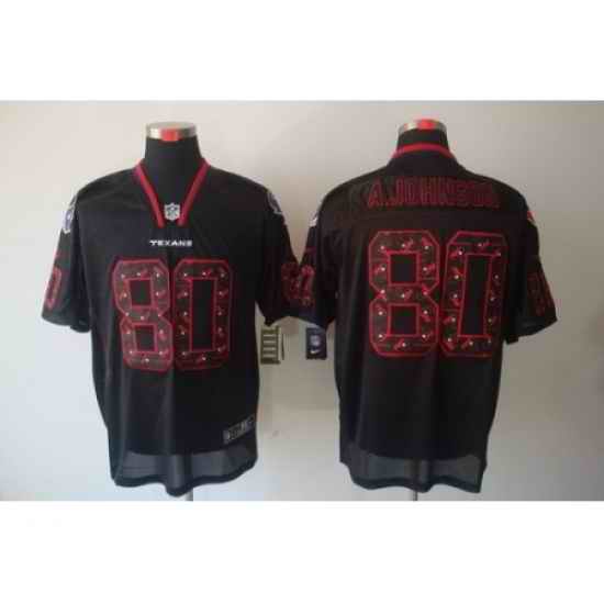 Nike Houston Texans 80 Andre Johnson Black Elite Lights Out Number With Team Logo NFL Jersey